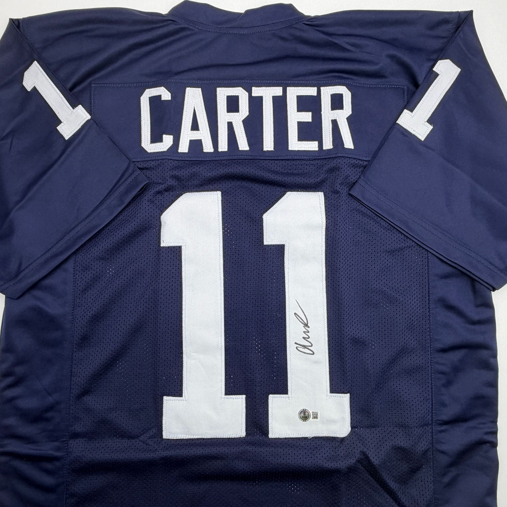 Autographed/Signed Abdul Carter Penn State Blue College Football Jersey Beckett BAS COA (ONLINE ORDER ONLY)