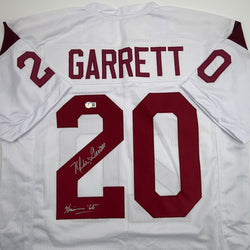 Autographed/Signed Mike Garrett Heisman 65 USC Southern Cal White College Football Jersey Beckett BAS COA (ONLINE ORDER ONLY)