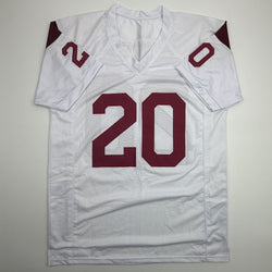 Autographed/Signed Mike Garrett Heisman 65 USC Southern Cal White College Football Jersey Beckett BAS COA (ONLINE ORDER ONLY)
