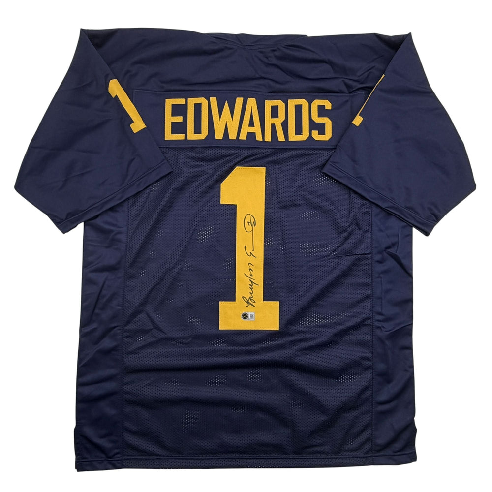 Autographed/Signed Braylon Edwards Michigan Blue College Football Jersey Beckett BAS COA (ONLINE ORDER ONLY)