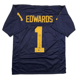 Autographed/Signed Braylon Edwards Michigan Blue College Football Jersey Beckett BAS COA (ONLINE ORDER ONLY)