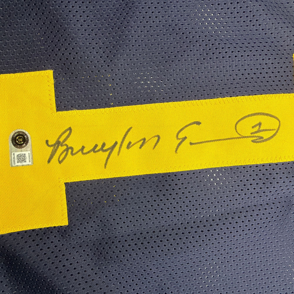 Autographed/Signed Braylon Edwards Michigan Blue College Football Jersey Beckett BAS COA (ONLINE ORDER ONLY)