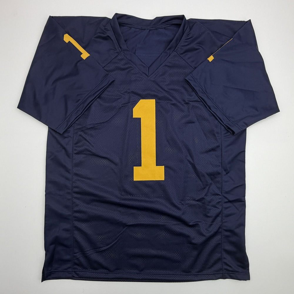 Autographed/Signed Braylon Edwards Michigan Blue College Football Jersey Beckett BAS COA (ONLINE ORDER ONLY)