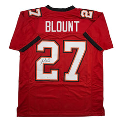 Autographed/Signed LeGarrette Blount Tampa Bay Red Football Jersey JSA COA (ONLINE ORDER ONLY)