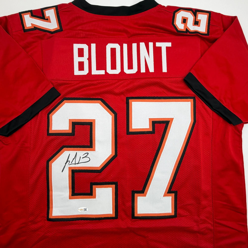 Autographed/Signed LeGarrette Blount Tampa Bay Red Football Jersey JSA COA (ONLINE ORDER ONLY)