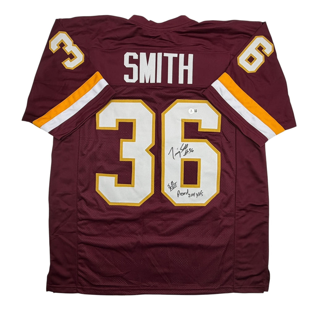 Autographed/Signed Timmy Smith Washington Maroon Football Jersey Beckett BAS COA (ONLINE ORDER ONLY)