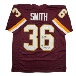 Autographed/Signed Timmy Smith Washington Maroon Football Jersey Beckett BAS COA (ONLINE ORDER ONLY)