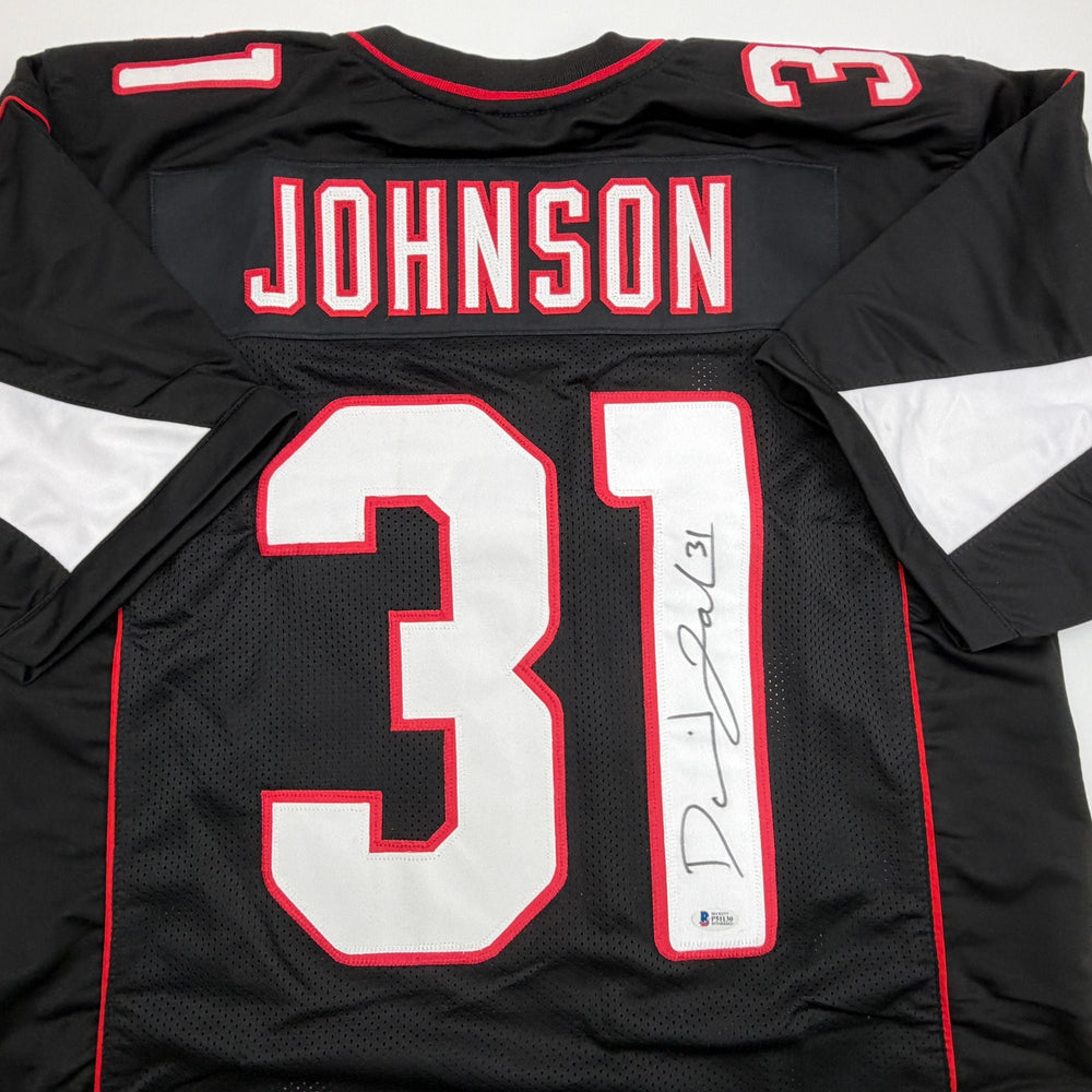 Autographed/Signed David Johnson Arizona Black Football Jersey Beckett BAS COA (ONLINE ORDER ONLY)