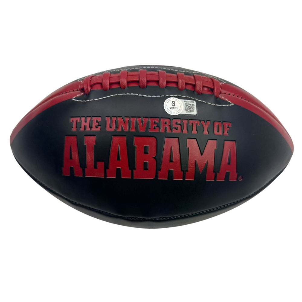 Autographed/Signed Nick Saban Alabama Crimson Tide Full Size Black Logo College Football Beckett BAS COA (ONLINE ORDER ONLY)