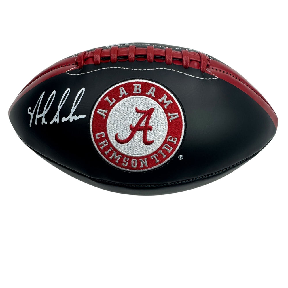Autographed/Signed Nick Saban Alabama Crimson Tide Full Size Black Logo College Football Beckett BAS COA (ONLINE ORDER ONLY)