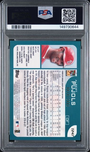 Graded 2001 Topps Traded Albert Pujols #T247 Gold Foil /2001 Rookie RC Baseball Card PSA 8 NM-MT (ONLINE ORDER ONLY)