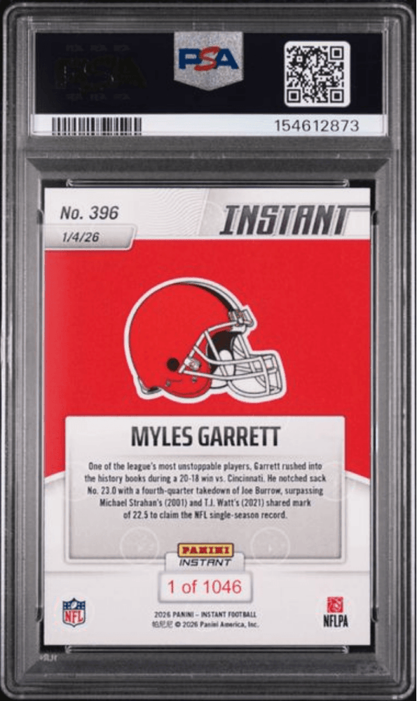 Graded 2025 Panini Instant Myles Garrett #396 Football Card PSA 9 Mint (ONLINE ORDER ONLY)
