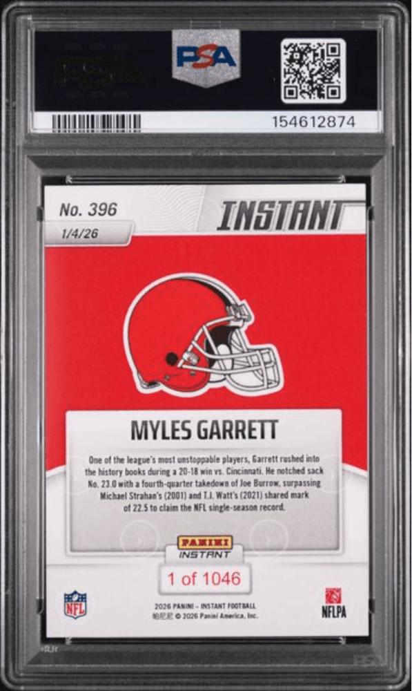 Graded 2025 Panini Instant Myles Garrett #396 Football Card PSA 10 Gem Mint (ONLINE ORDER ONLY)