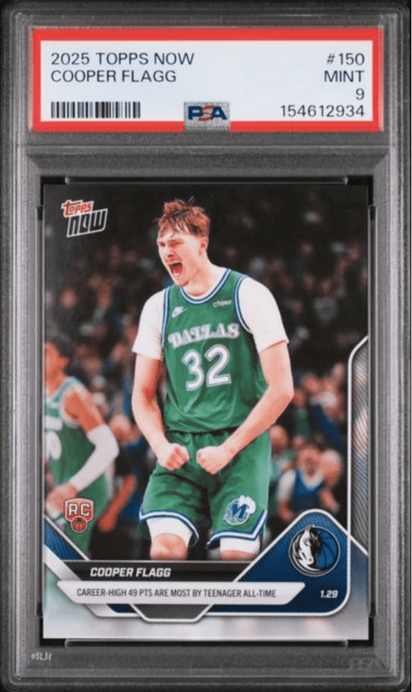 Graded 2025 Topps Now Cooper Flagg #150 Rookie RC Basketball Card PSA 9 Mint (ONLINE ORDER ONLY)