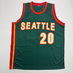 Autographed/Signed Gary Payton Seattle Green Basketball Jersey Beckett BAS COA (ONLINE ORDER ONLY)