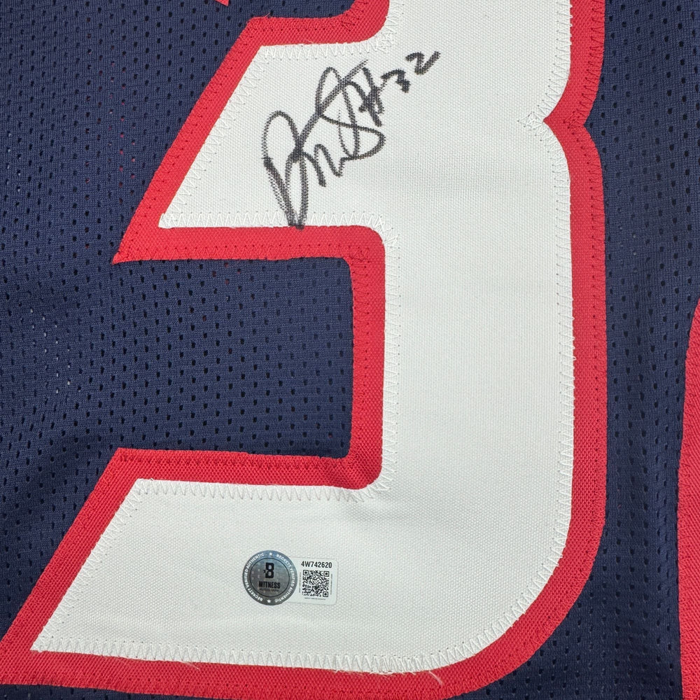 Autographed/Signed David Montgomery Houston Blue Football Jersey Beckett BAS COA (ONLINE ORDER ONLY)