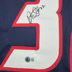 Autographed/Signed David Montgomery Houston Blue Football Jersey Beckett BAS COA (ONLINE ORDER ONLY)