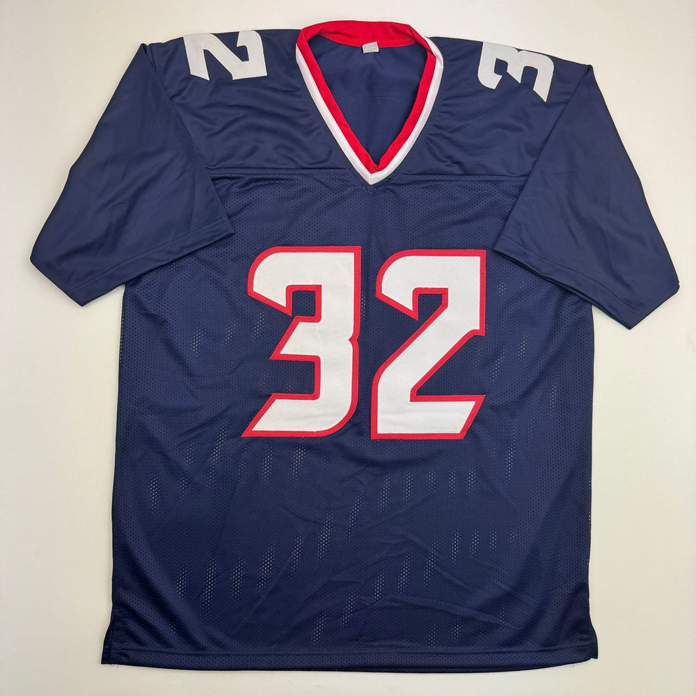 Autographed/Signed David Montgomery Houston Blue Football Jersey Beckett BAS COA (ONLINE ORDER ONLY)