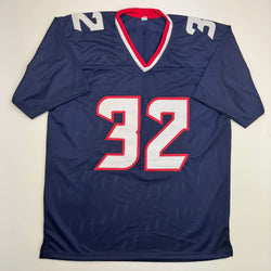 Autographed/Signed David Montgomery Houston Blue Football Jersey Beckett BAS COA (ONLINE ORDER ONLY)