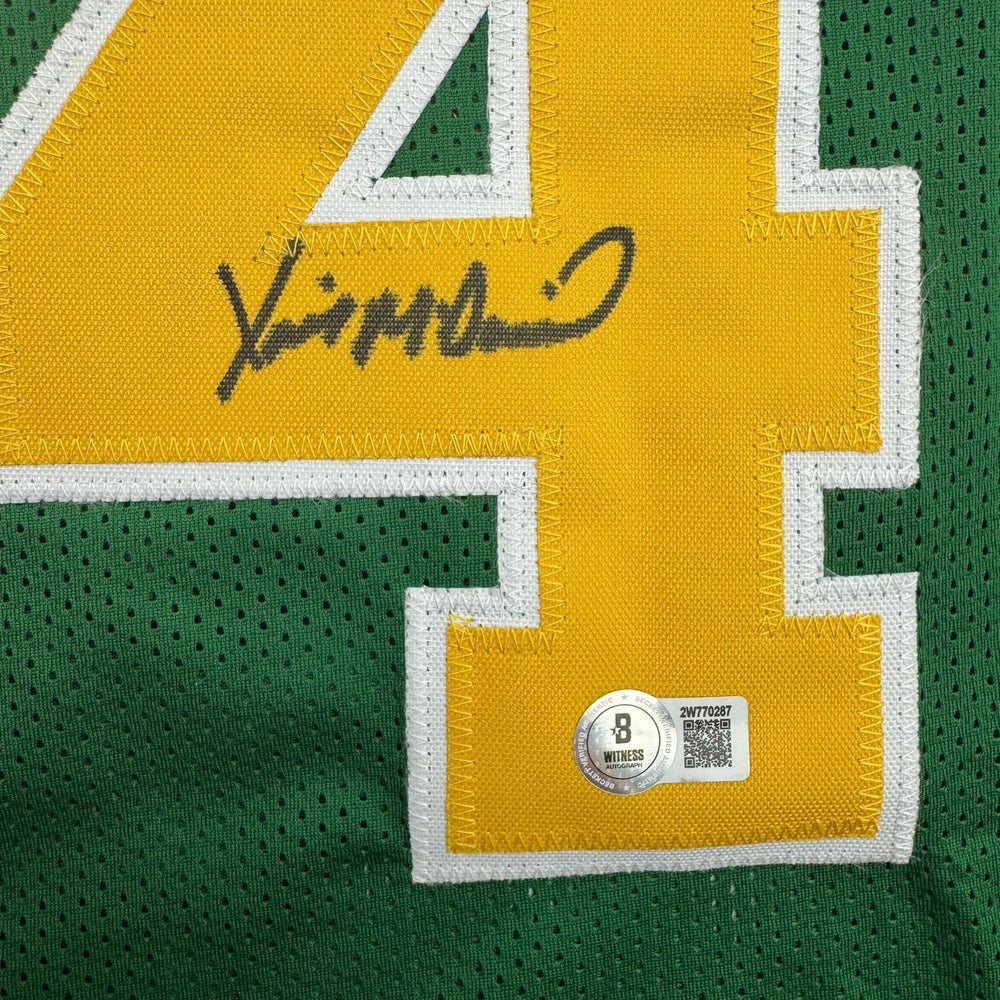 Autographed/Signed Xavier McDaniel Seattle Green Basketball Jersey Beckett BAS COA (ONLINE ORDER ONLY)