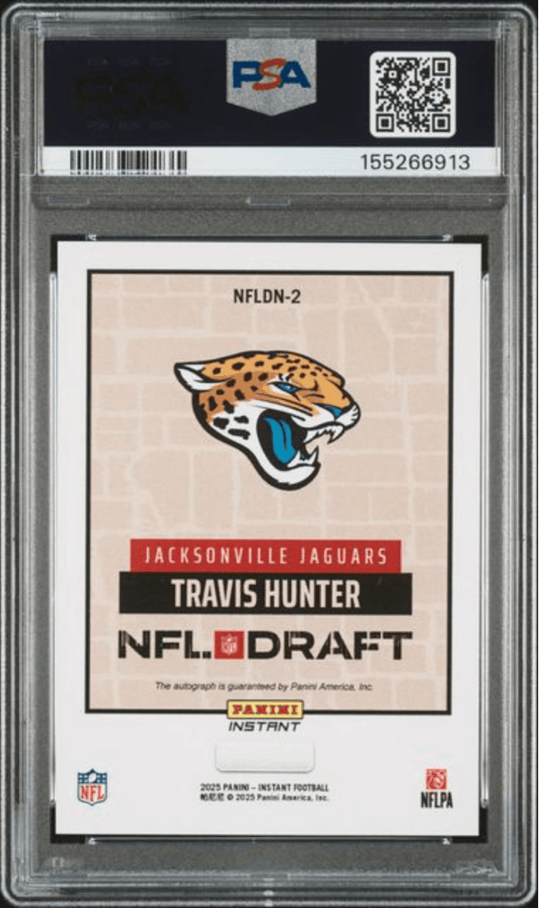 Graded 2025 Panini Instant Travis Hunter #NFLDN2 NFL Draft Night Auto Rookie RC Football Card Authentic Auto PSA 10 Gem Mint (ONLINE ORDER ONLY)