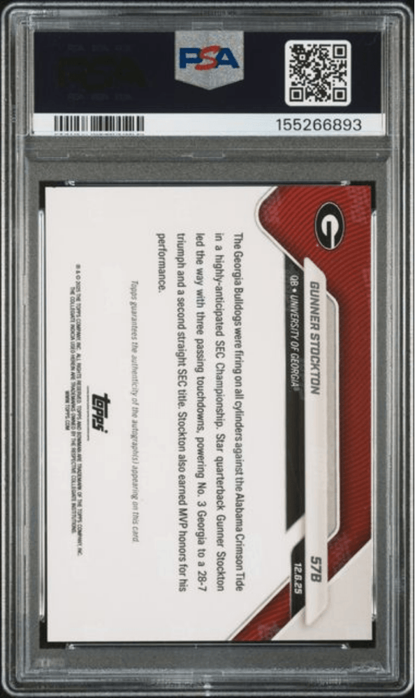 Graded 2025 Topps Bowman U Now Gunner Stockton #57B Autograph Red Foil /5 Rookie RC Football Card Authentic Auto PSA 10 Gem Mint (ONLINE ORDER ONLY)