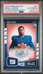 Graded 2025 Panini Instant Abdul Carter #SR1 Studio Rookies Auto /99 Rookie RC Football Card Authentic Auto PSA 10 Gem Mint (ONLINE ORDER ONLY)