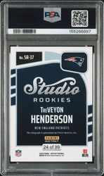 Graded 2025 Panini Instant Treveyon Henderson #SR37 Studio Rookies Auto /99 Rookie RC Football Card Authentic Auto PSA 10 Gem Mint (ONLINE ORDER ONLY)