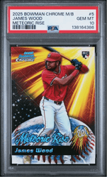 Graded 2025 Topps Bowman Chrome Mega Box James Wood #5 Meteoric Rise Rookie RC Baseball Card PSA 10 Gem Mint (ONLINE ORDER ONLY)