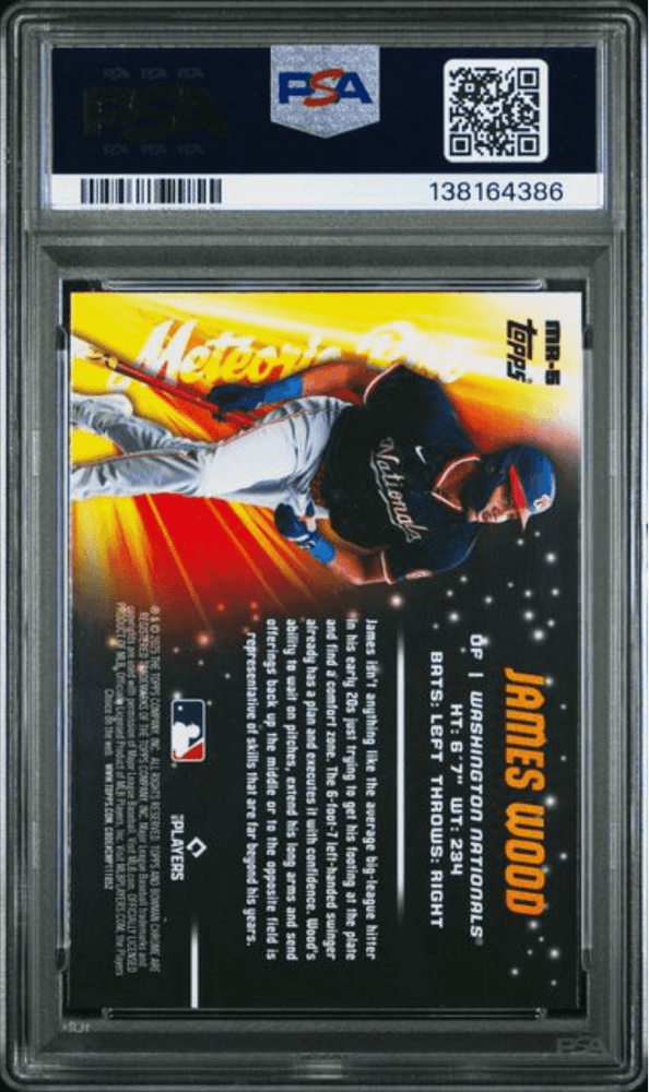 Graded 2025 Topps Bowman Chrome Mega Box James Wood #5 Meteoric Rise Rookie RC Baseball Card PSA 10 Gem Mint (ONLINE ORDER ONLY)
