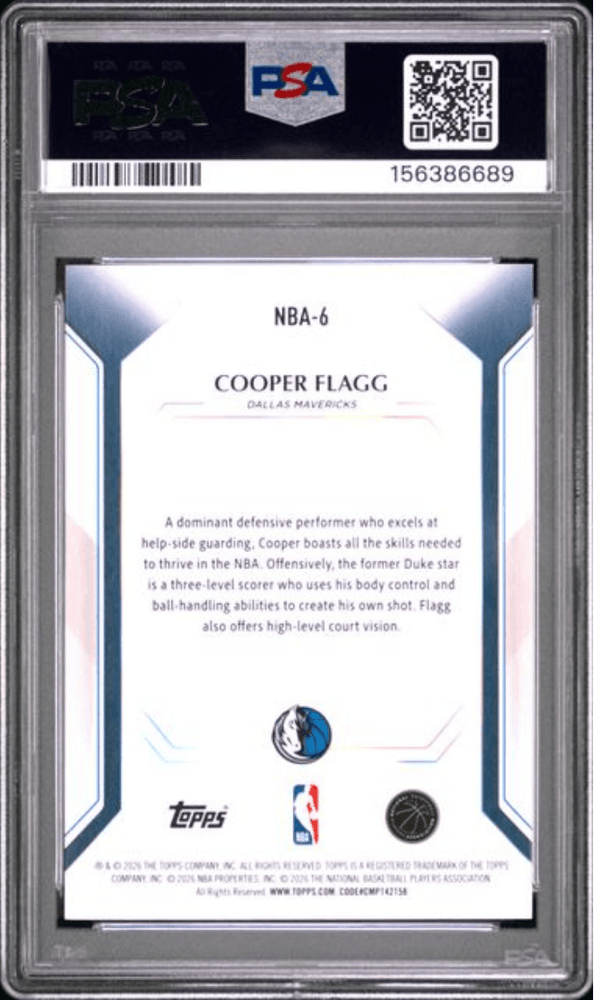 Graded 2026 Topps Collector Kit Cooper Flagg #NBA6 Rookie RC Basketball Card PSA 10 Gem Mint (ONLINE ORDER ONLY)