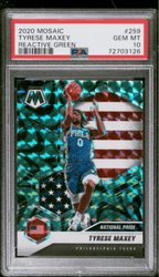 Graded 2020 Panini Mosaic Tyrese Maxey #259 Reactive Green Rookie RC Basketball Card PSA 10 Gem Mint (ONLINE ORDER ONLY)