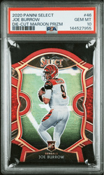 Graded 2020 Panini Select Joe Burrow #46 Die Cut Maroon Prizm Rookie RC Football Card PSA 10 Gem Mint (ONLINE ORDER ONLY)