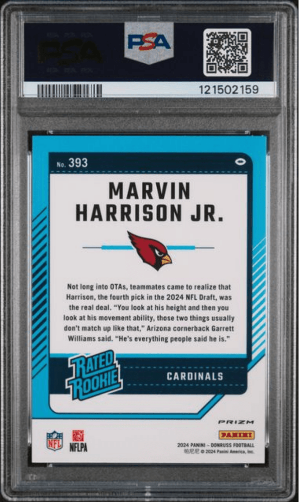 Graded 2024 Panini Donrus Marvin Harrison Jr #393 Optic Preview Red Wave Rookie RC Football Card PSA 10 Gem Mint (ONLINE ORDER ONLY)