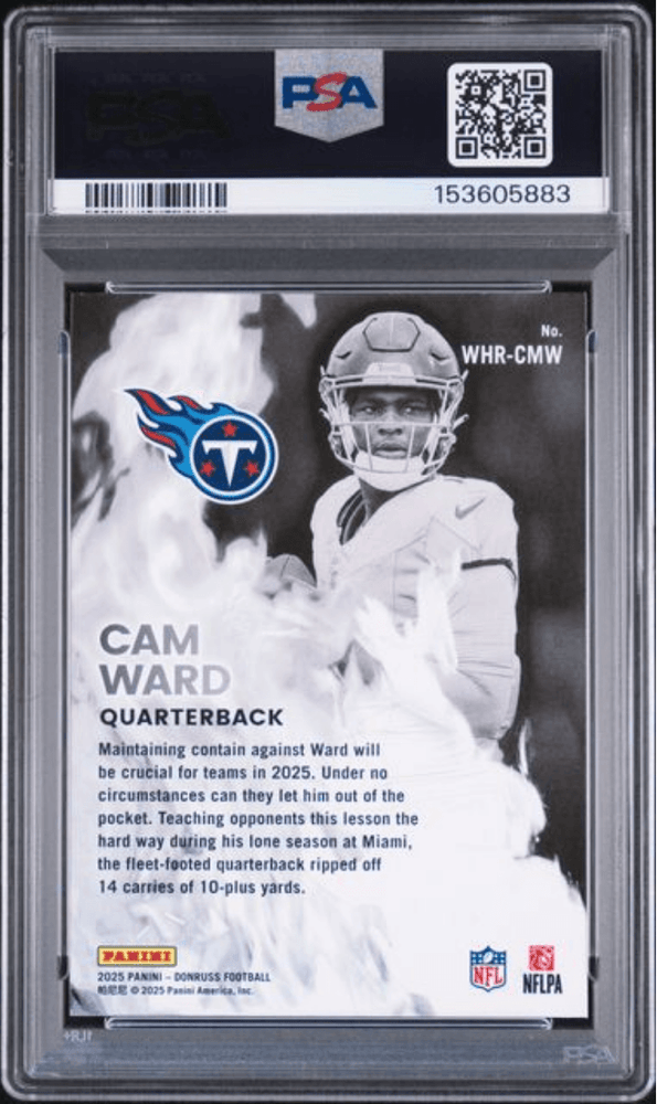Graded 2025 Panini Donruss Optic Cam Ward #WHRCMW White Hot Rookies Rookie RC Football Card PSA 10 Gem Mint (ONLINE ORDER ONLY)