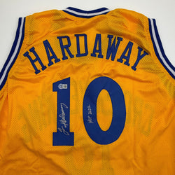 Autographed/Signed Tim Hardaway Golden State Yellow Basketball Jersey Beckett BAS COA (ONLINE ORDER ONLY)