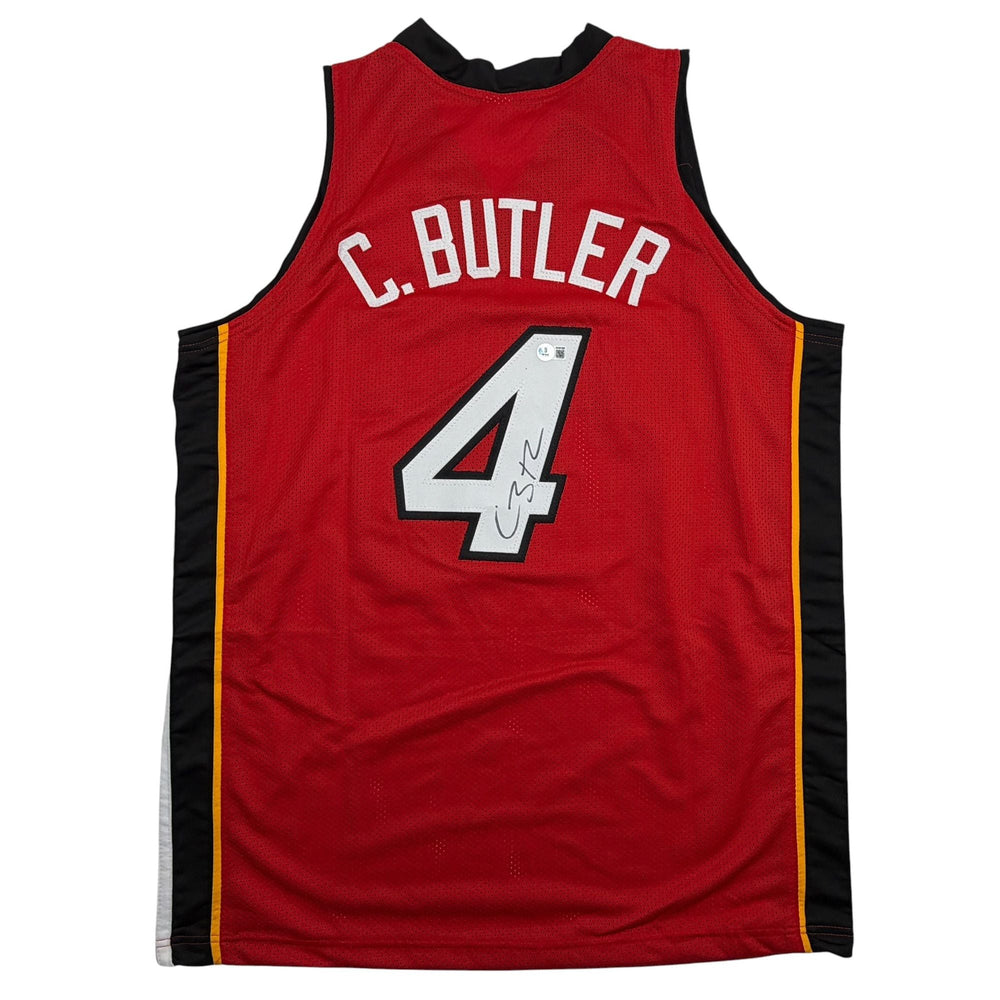 Autographed/Signed Caron Butler Miami Red Basketball Jersey Beckett BAS COA (ONLINE ORDER ONLY)