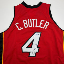 Autographed/Signed Caron Butler Miami Red Basketball Jersey Beckett BAS COA (ONLINE ORDER ONLY)