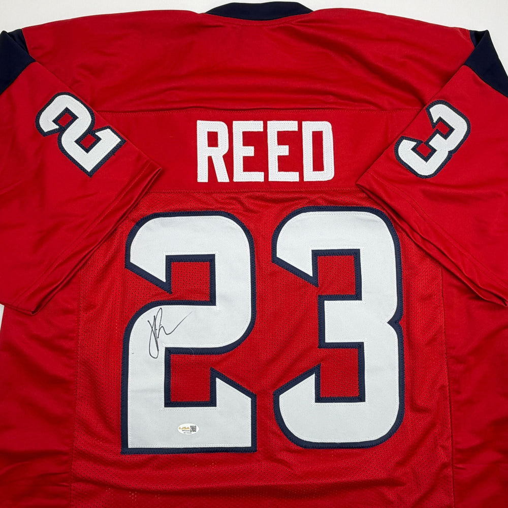 Autographed/Signed Jaylen Reed Houston Red Football Jersey JSA COA (ONLINE ORDER ONLY)