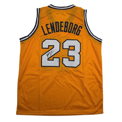 Autographed/Signed Yaxel Lendeborg Michigan Yellow College Basketball Jersey JSA COA (ONLINE ORDER ONLY)