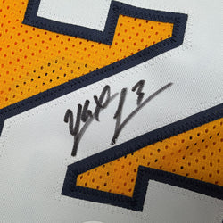 Autographed/Signed Yaxel Lendeborg Michigan Yellow College Basketball Jersey JSA COA (ONLINE ORDER ONLY)