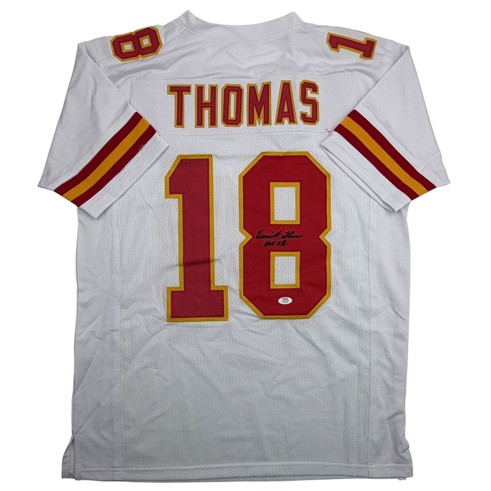 Autographed/Signed Emmitt Thomas Kansas City White Football Jersey PSA/DNA COA (ONLINE ORDER ONLY)