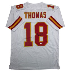 Autographed/Signed Emmitt Thomas Kansas City White Football Jersey PSA/DNA COA (ONLINE ORDER ONLY)