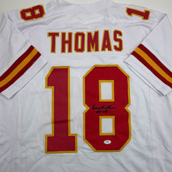 Autographed/Signed Emmitt Thomas Kansas City White Football Jersey PSA/DNA COA (ONLINE ORDER ONLY)