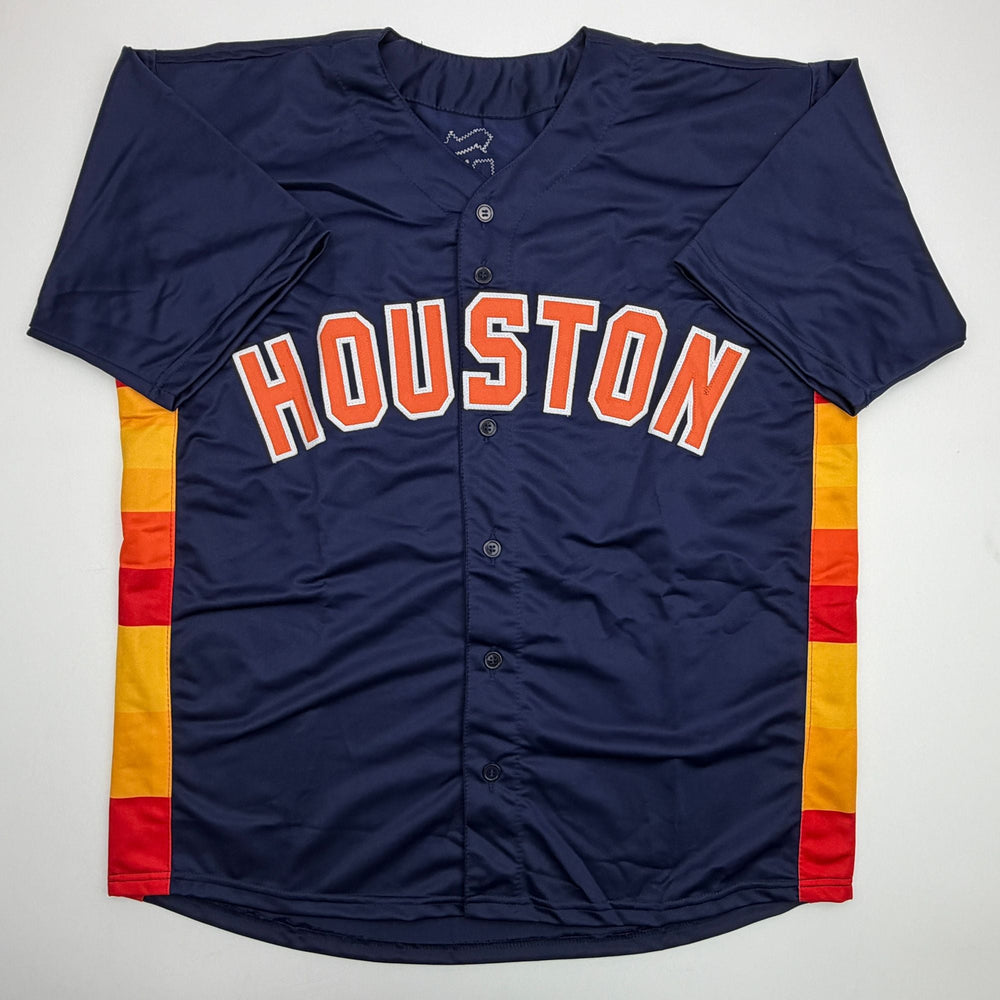 Autographed/Signed Jeremy Pena Houston Blue Baseball Jersey Beckett BAS COA (ONLINE ORDER ONLY)