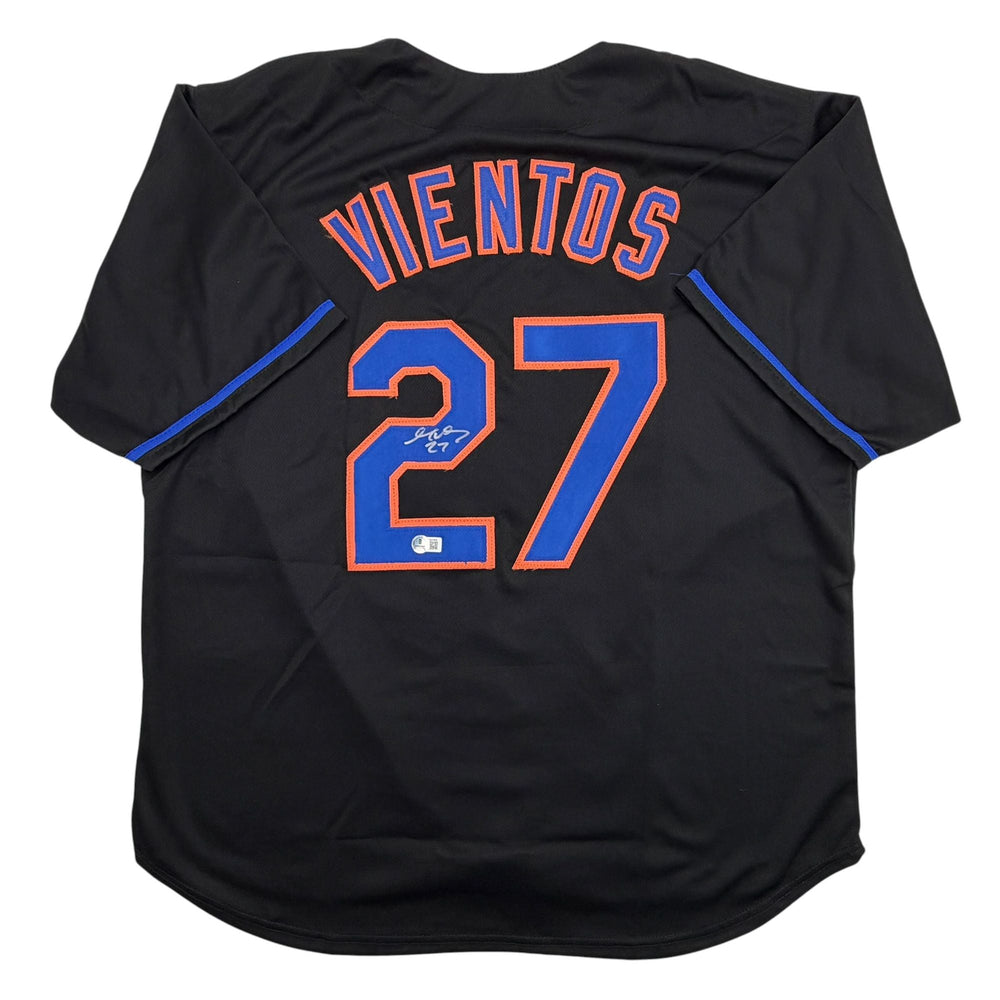 Autographed/Signed Mark Vientos New York Black Baseball Jersey Beckett BAS COA (ONLINE ORDER ONLY)