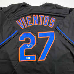 Autographed/Signed Mark Vientos New York Black Baseball Jersey Beckett BAS COA (ONLINE ORDER ONLY)
