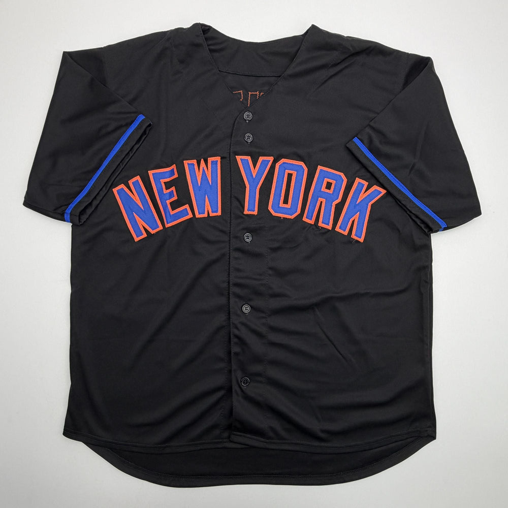 Autographed/Signed Mark Vientos New York Black Baseball Jersey Beckett BAS COA (ONLINE ORDER ONLY)