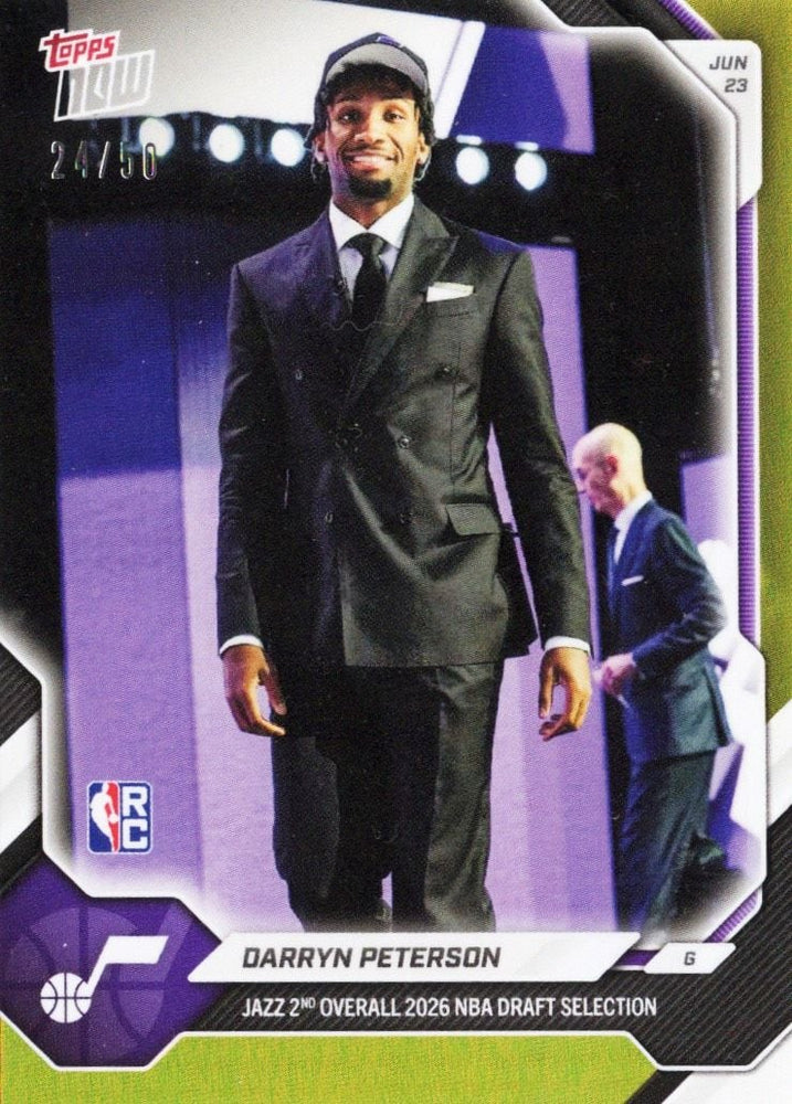 2026 Topps Now Darryn Peterson #DPET Gold Foil /50 Jazz 2nd Overall 2026 NBA Draft Selection Utah Jazz Rookie RC Basketball Card (ONLINE ORDER ONLY)