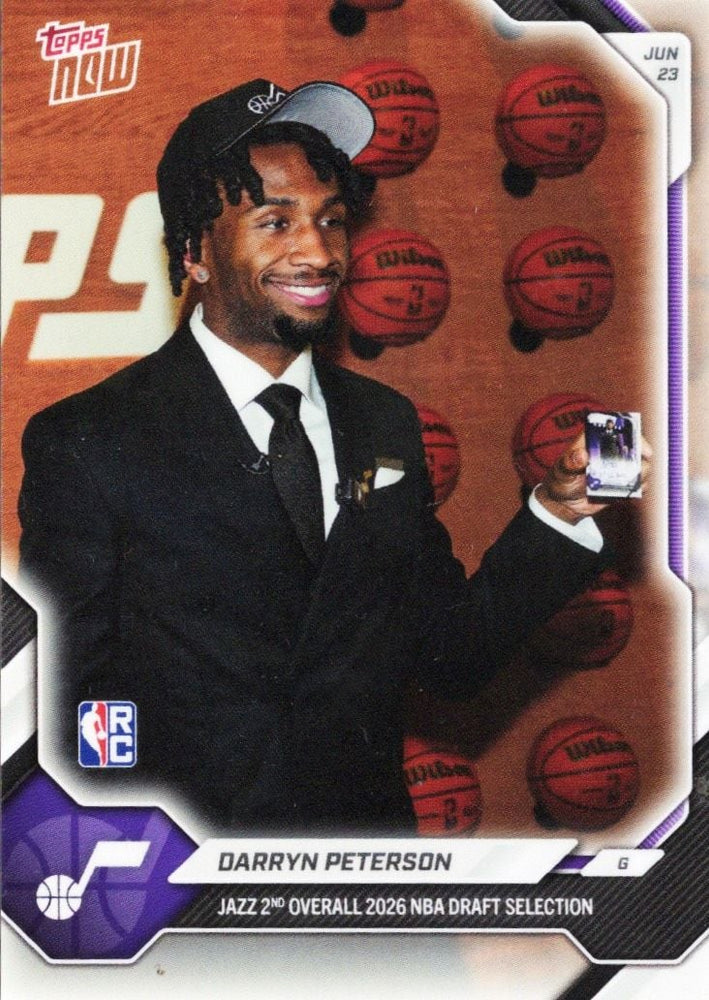 2026 Topps Now Darryn Peterson #DPETSP Jazz 2nd Overall 2026 NBA Draft Selection Utah Jazz Rookie RC Basketball Card (ONLINE ORDER ONLY)